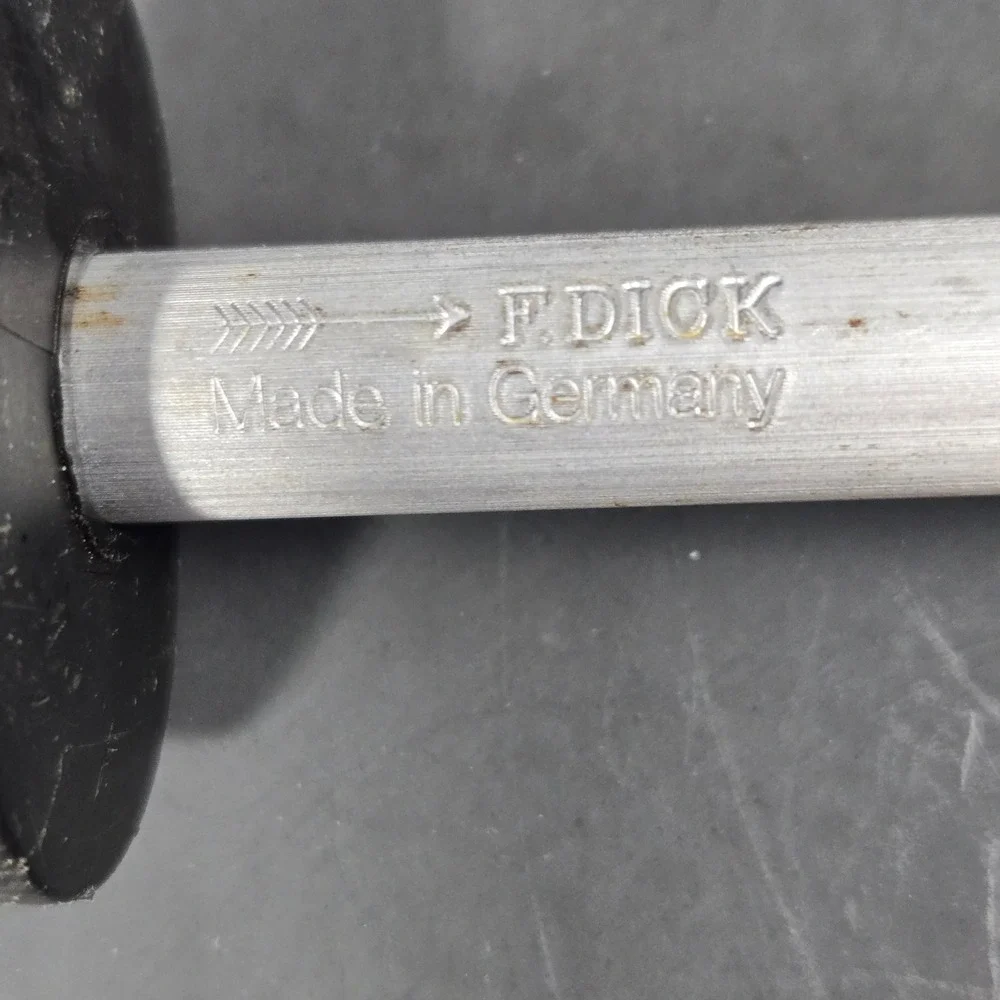 Vintage F Dick Sharpening Steel Rod Made In Germany Black Handle 12